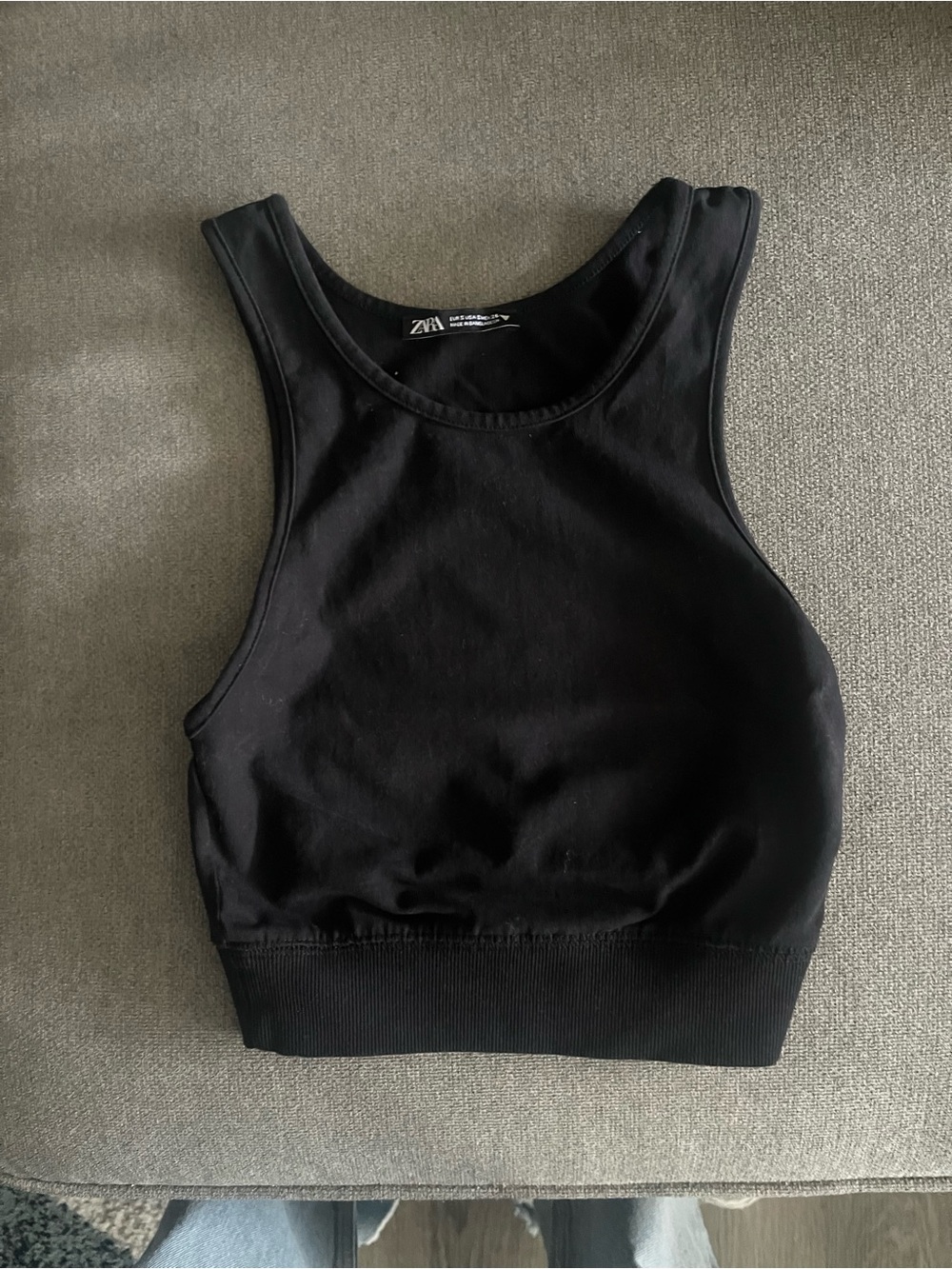 Zara NWOT Black Ribbed Hem Cropped Tank